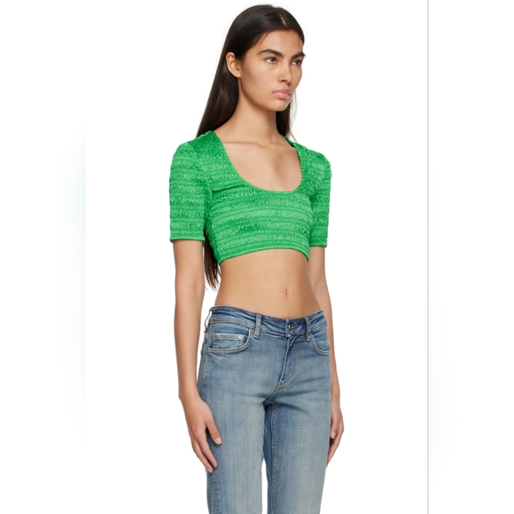 10. NWOT GANNI SMOCKED CROP TOP US XS /US 2 - Picture 2 of 9
